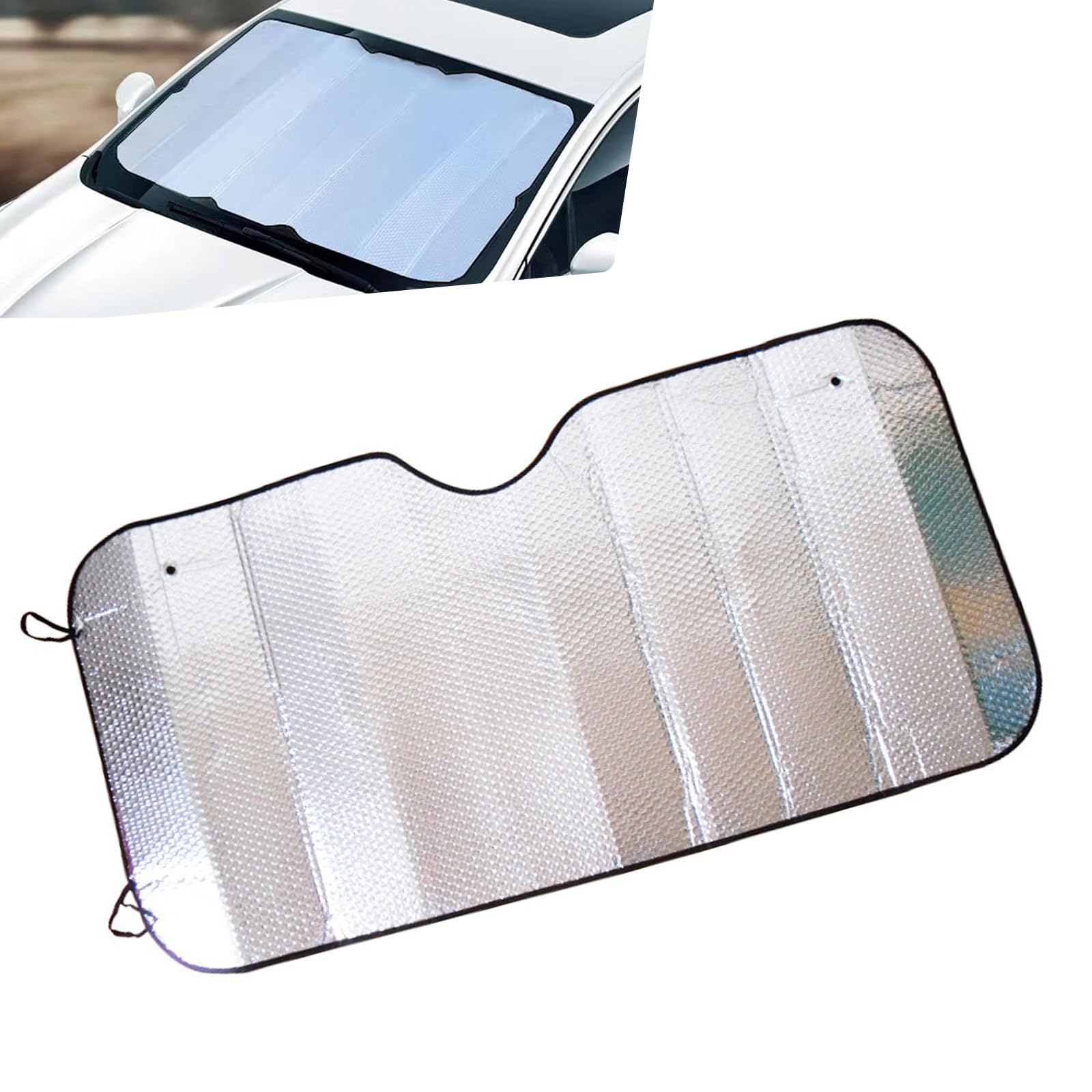 Photo 1 of 1 PC Car Front Windshield Sunshade, Foldable Sun Cover, Car Bubble Cover, Cars Sunshield Accessories, Universal for Most Cars (Silver #51.18" x 23.62")