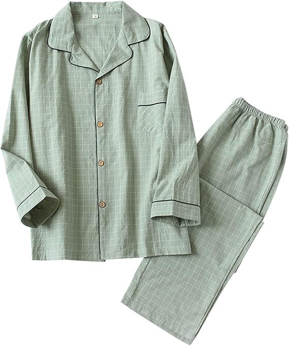 Amazon パジャマ レディース 部屋着 綿100 春 秋 冬 長袖 上下セット 可愛い 寝巻き ルームウェアラウンドネック 究極快適 昼寝着 便利服 女性のパジャマ 吸汗 通気 肌に優しい 寝間着 メンズ グリーン L パジャマ ルームウェアセット 通販