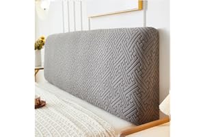 W WWEENUO Stretch Bed Headboard Cover Full Queen King Size, Dustproof Bed Head Protector Cover, Washable Jacquard Headboard Slipcover for Bedroom Decor (Dark Gray, 59.0in/1.5m)