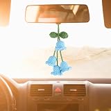 DIVINA VITAE Lily of the Valley Car Rearview Pendant Blue Wool Crochet view 5