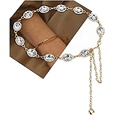 ILuvatar Green Glass Diamond Chain Belt - Metal Women's Western Style Dress Belt