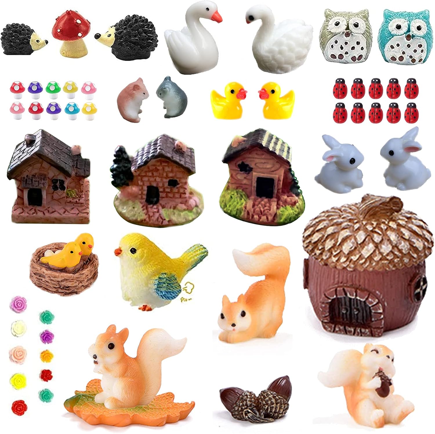 54 Miniature Fairy Garden Decorations, Including Miniature Fairy Garden Houses, Animals, Miniature Statues, Micro Landscape Decoration Kits, DIY Doll House Decoration Kits, Flower Pot Decorations