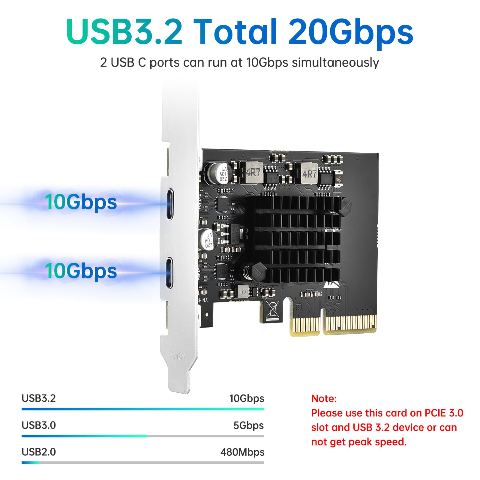 Eluteng Pcie Usb-C Expansion Card Installed In Computer Showing Dual Usb-C Ports