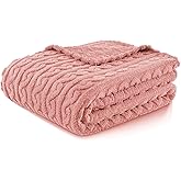FY FIBER HOUSE Sherpa Blanket - 3D Pattern Design Dusty Pink Throw Blanket for Sofa Couch, Bed, Warm Super Soft Cozy Microfiber Fleece Blanket for Living Room, Throw 50”x60”