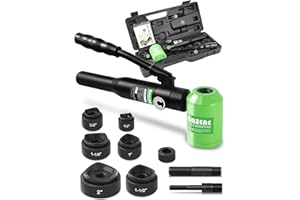 AMZCNC Hydraulic Knockout Hole Punch Driver Kit 1/2 to 2 inch Electrical Conduit Hole Cutter Set KO Tool Kit Metal Sheet Puncher (1/2”~2”)