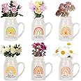 6 Pieces Teacher Appreciation Gifts Teacher Ceramic Vase with Small Handle Rainbow Flower Vases Thank You Teacher Gifts for Women (Teacher)