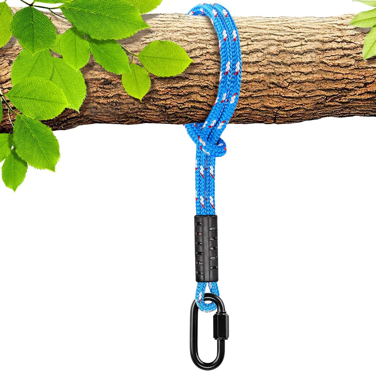 BeneLabel Tree Swing Rope, 240cm Hammock Strap Hanging Kit Polyester Extension String with Carabiner Beam Attachment for Hammock Chair Playground Set, up to 2500lbs, 10mm Diameter, Blue