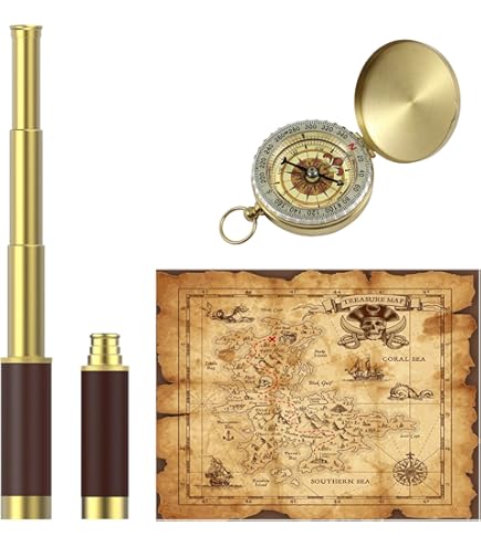 WOANIN 1915 London Brass Maritime - Telescopio pirata de cristal espía vintage, telescopio