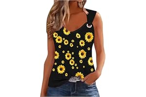 Tank Tops for Women Plus Size Casual Pattern Tops Holiday Scoop Neck Tshirts Summer Fashion Sleeveless Blouses