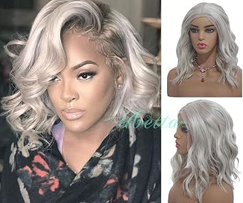 Lace Front Wavy Bob Wigs Grey Human Hair Pre Plucked For Women Glueless Hand Tied 13x4 Wavy Bob