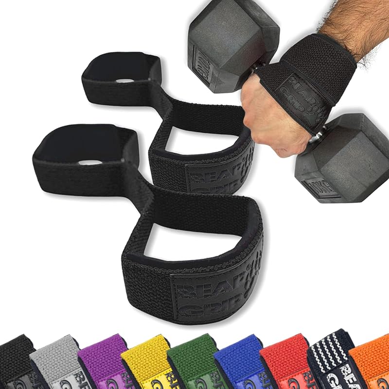 BEAR GRIP Premium Figure 8 Lifting Straps (Pair) Black
