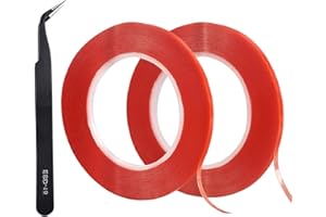 QDiShi 2 Rolls (2mm/3mm x 25m) LCD Repair Tape Phone Repair Tape LCD Touch Screen Repair Tape Phone Screen Adhesive Tape with and 1 Tweezers for Cell Phone, iPad, Tablets, Laptops, Camera