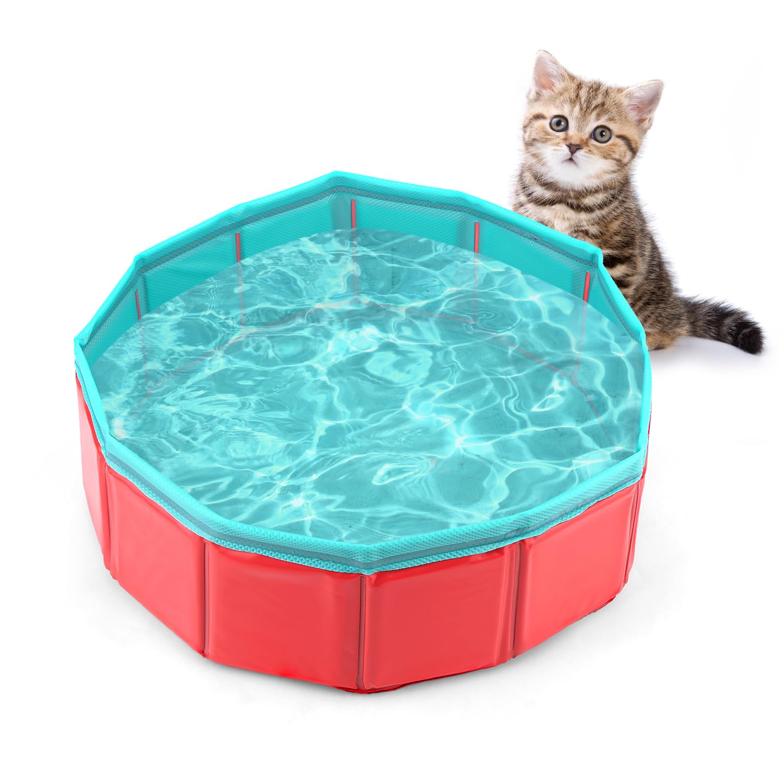 Photo 1 of Tinoaly Foldable Cat Pool, 11.8x3.9 Inch Portable Folding Pet Swimming Bowl Kitten Collapsible Interactive Plaything Endless Fun Gifts for Bathroom Indoor Outdoor (Fish Toys Not Included)