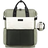 LOVEVOOK Laptop Backpack for Women, 15.6 Inch Work Travel Backpack Purse for School College Bookbag for Teen Girls Cute Computer Bag for Teacher Nurse Business, Green-Beige