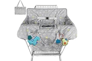 WRUZBXCN Shopping Cart Cover for Baby High Chair Cover Grocery Cart Cover for Baby Girl Boy Toddler Grey Star Pattern Portable Shopping Cart Cover with Safety Harness