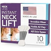 Professional Face Lift Strips - Instant Jawline &amp; Neck Lift Tape, 10 Ct | NECK LESS Medical-grade invisible waterproof skin-tightening tape; non-surgical facial kit with 10-hour hold