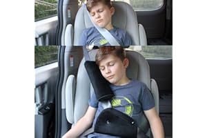 SafeBB Premium Seat Belt Adjuster for Kids, Seatbelt Pillow, Headrest Hooks Bundle! Shoulder Strap Pad for Head Neck Support, Seat Belt Cushion for Kids and Adults, Black