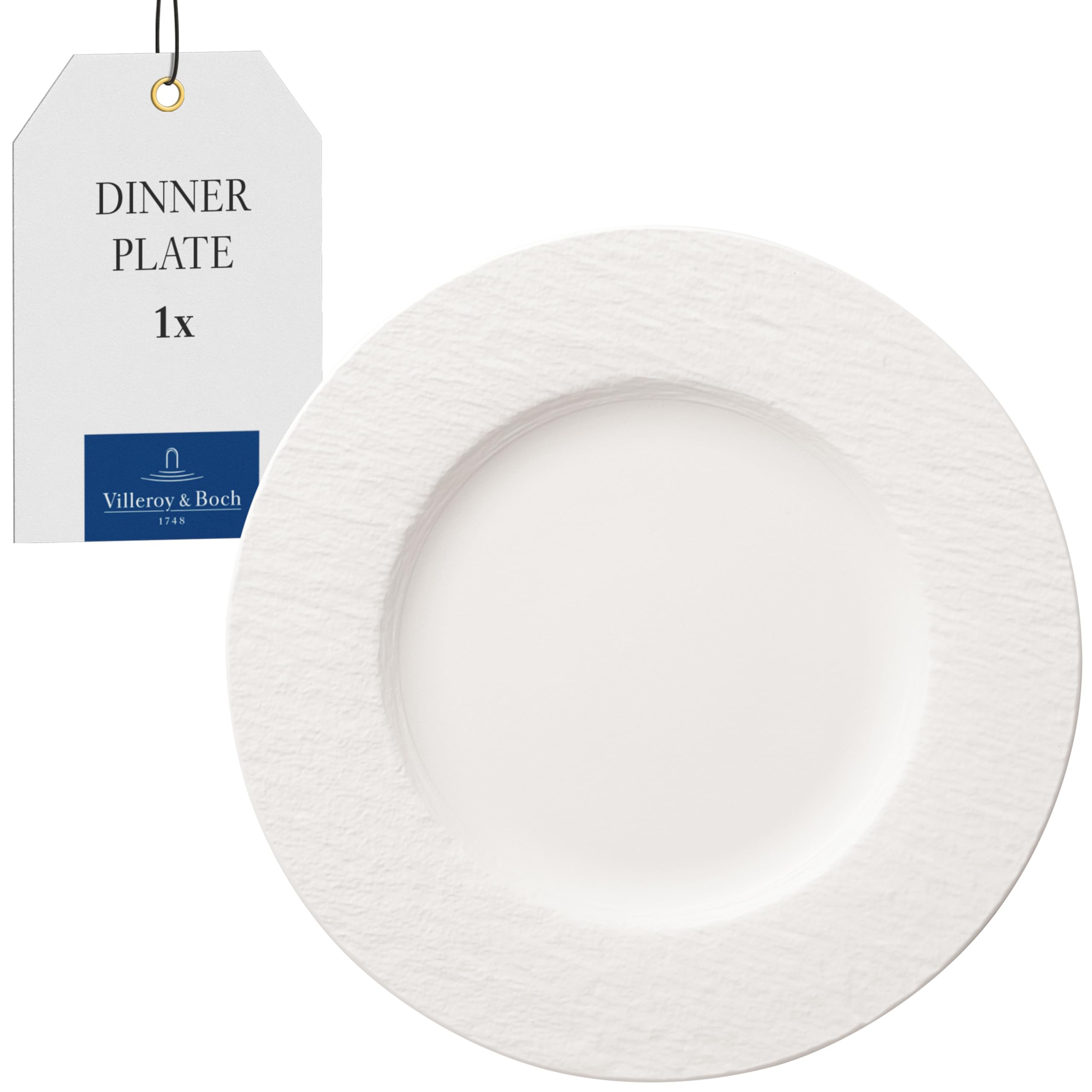 Villeroy & Boch Manufacture Rock Dinner Plate, Premium Porcelain, White, 27 cm