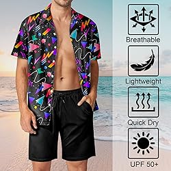 HUGLAZY 80s Outfit Men 90s Shirt Hawaiian Button