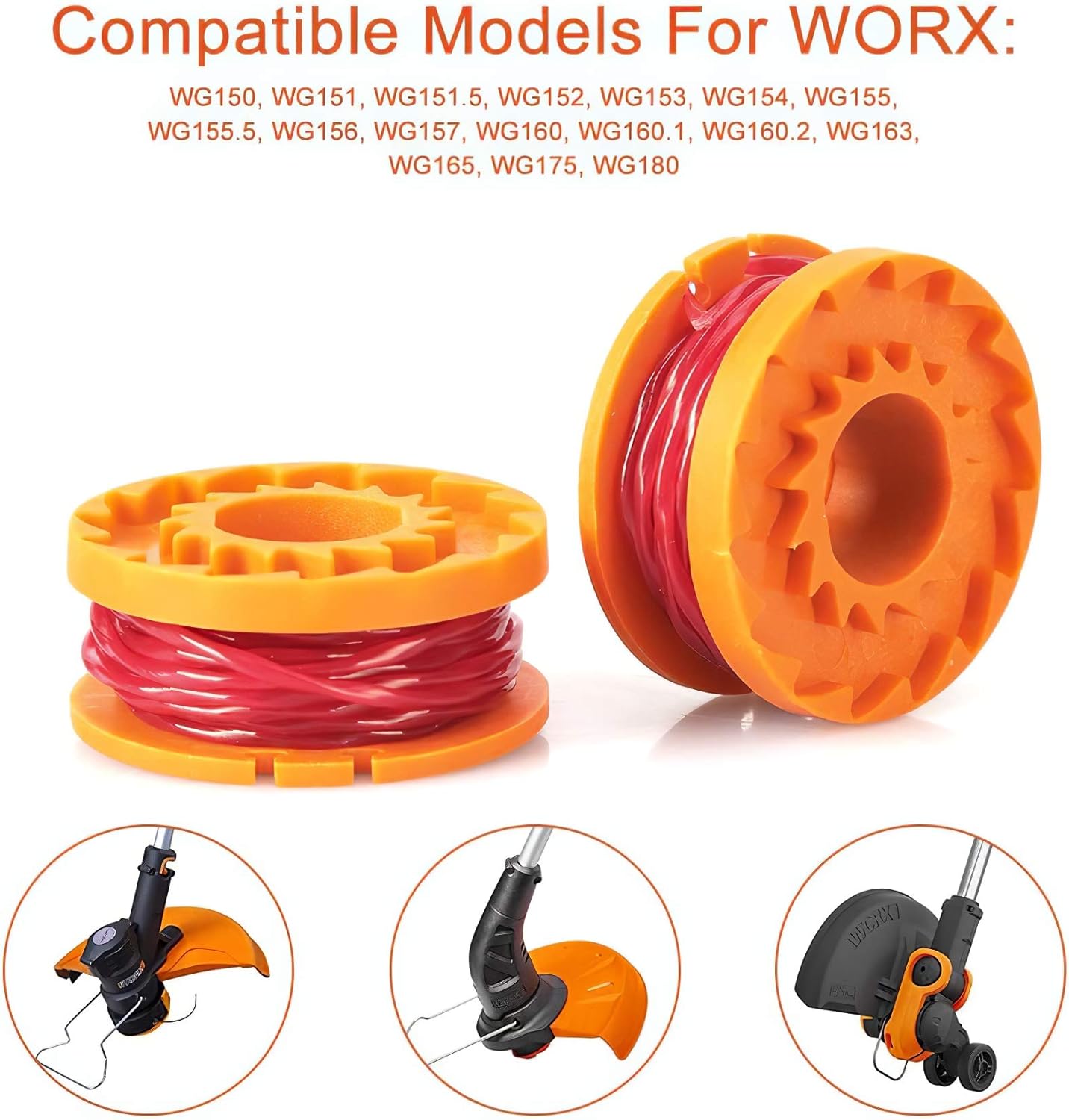 YWTESCH Replacement Trimmer Spool Line for Worx, 13 Pack (12 Pack Grass Trimmer Line, 1 Trimmer Cap) : Garden & Outdoor