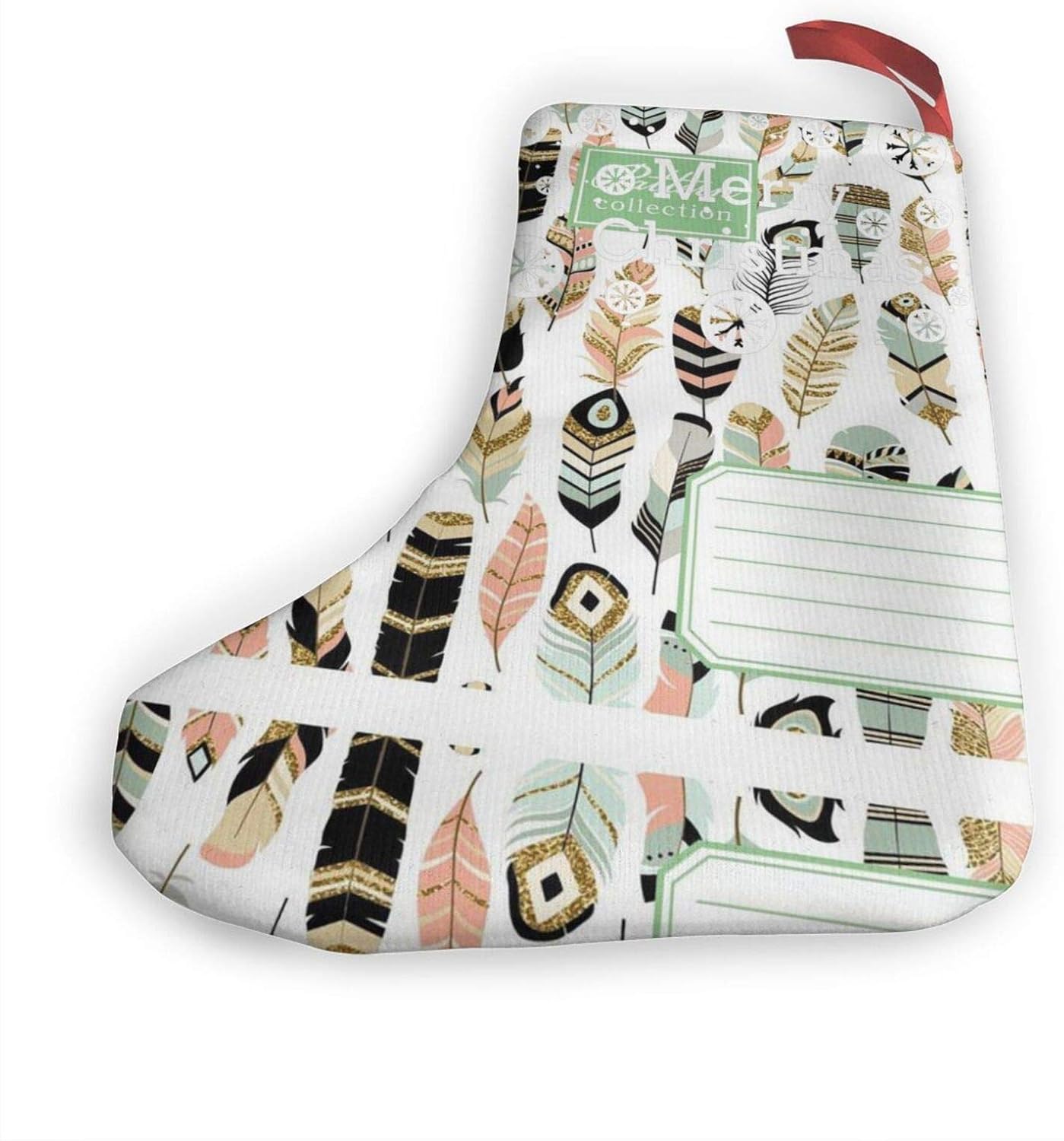 JONINOT Hermosas plumas de 10 pulgadas, medias navideñas para chimenea