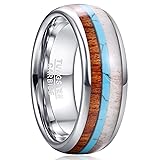 Vakki Deer Antler Turquoise Koa Wood Inlay Tungsten
