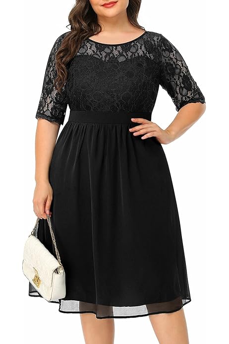 long sleeve black cocktail dress plus size