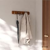 Umbra Flip Wall Mounted Coat Rack 5 Hooks Light Walnut Gold view 2