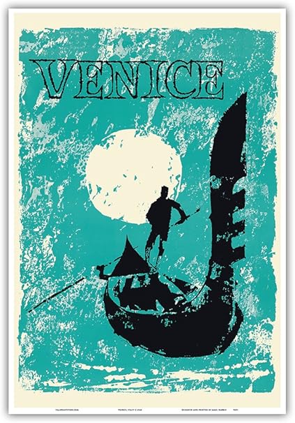 Amazon Co Jp ヴェネツィア イタリア ヴェネツィアゴンドラ ビンテージな世界旅行のポスター C 1960 アートポスター 33cm X 48cm ホーム キッチン