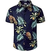 JOGAL Boy's Hawaiian Shirt Short Sleeve Floral Button Down Beach Shirt