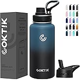 32 oz Sports Water Bottle With Straw,2 Lids, Stainless Steel Vacuum Insulated Water Bottles,Leakproof Lightweight, Keeps Cold and Hot, Great for Travel, Hiking, Biking, Running (Indigo Crush)