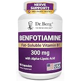 Dr. Berg Vitamin B1 Benfotiamine 300mg | 8-in-1 Nerve Support | 90 Capsules | Includes Five B Vitamins, Vitamin D3, Magnesium &amp; Alpha-Lipoic Acid | Legs, Arms, Hands &amp; Feet Support* | 3rd-Party Tested