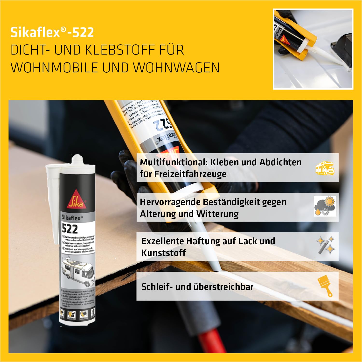 Sika – Dichtstoff – Sikaflex-522 grau – ideal für Fugen – innen und außen – UV-stabil und witterungsbeständig – gute Haftung -300 ml 3