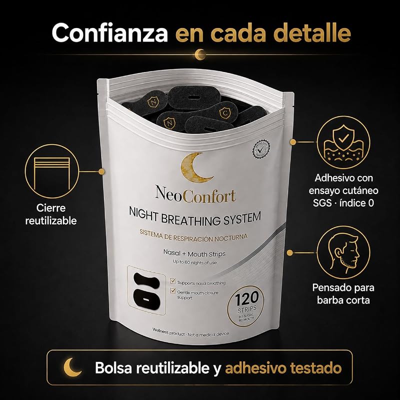 Tiras Nasales y Bucales para Dormir 60+60, Sistema 2en1 — foto 7 de 7