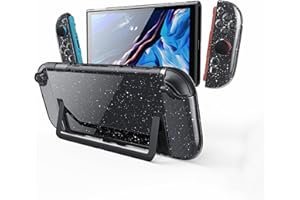 JEMDO Clear Glitter Protective Case Compatible with Nintendo Switch 2 Only (2025), Slim Shockproof Cover with Soft TPU Joy-Con Shells & Hard PC Back, Anti-Yellowing, Dockable Design