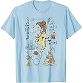 Disney Beauty and The Beast Characters Sketched T-Shirt T-Shirt
