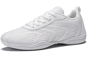 LANDHIKER white Cheer Shoes for Womens Cheerleading shoes Girls Youth White Competition Cheerleading Gear Dance Shoe Sports Tennis Training Athletic Flats Breathable Soft comfortable kids cheer sneaker size