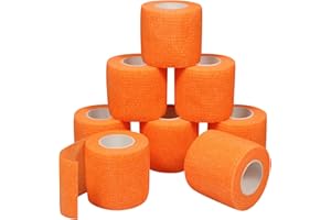 GooGou Self Adherent Wrap Bandages Self Adhering Cohesive Tape Elastic Athletic Sports Tape for Sports Sprain Swelling and Soreness on Wrist and Ankle 8PCS 2 in X 14.7 ft (Orange)