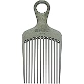 Chicago Comb Model 7 Carbon Fiber Pick Comb, for Long Thick Curly & Afro Hair Styles, Black Color, 6 inches (15 cm)