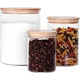 Tzerotone Glass Flour and Sugar Containers, Set of 3 Large Glass Flour Canister with Airtight Lids, Pantry Storage Containers for Suger, Rice, Salt (100 OZ/54 OZ/27 OZ)