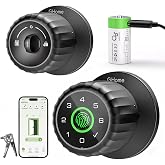 GHome Smart Fingerprint Door Lock, 4-in-1 Smart Lock with Removable Battery | Smart Fingerprint Door Knob with Keypad, App Control, Black Biometric Door Knob with Lock, Auto Lock for Bedroom, Home Office