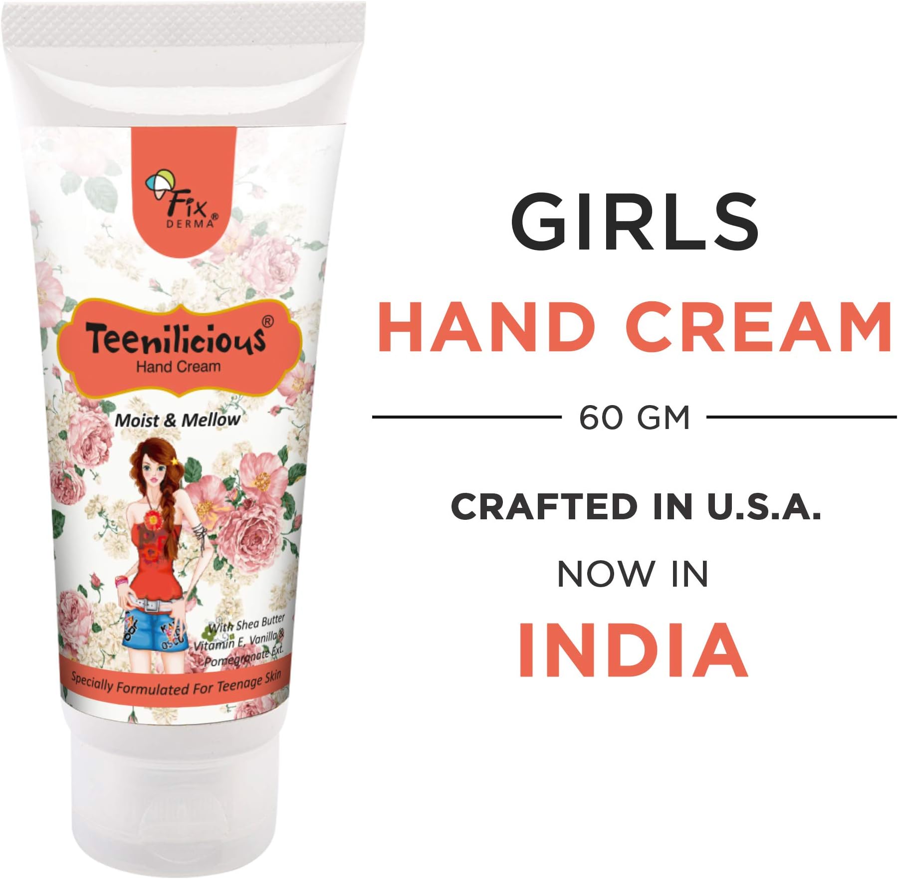 Teenilicious Girls Vitamin E Hand Cream With Vanilla, Pomegranate, jojoba & Shea Butter, 60 gms
