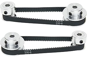 SHCEEC 2PCS Set 2GT Aluminum Timing Pulley 20&36 Teeth 6.35mm Bore Synchronous Wheel with 2PCS Length 200mm Width 6mm Belt (20-36T-6.35B-6)