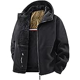 Men’s Double-Layer Fleece Hooded Jacket, Ultra Warm Winter Windproof Double-sided Fleece Jackets Full Zip