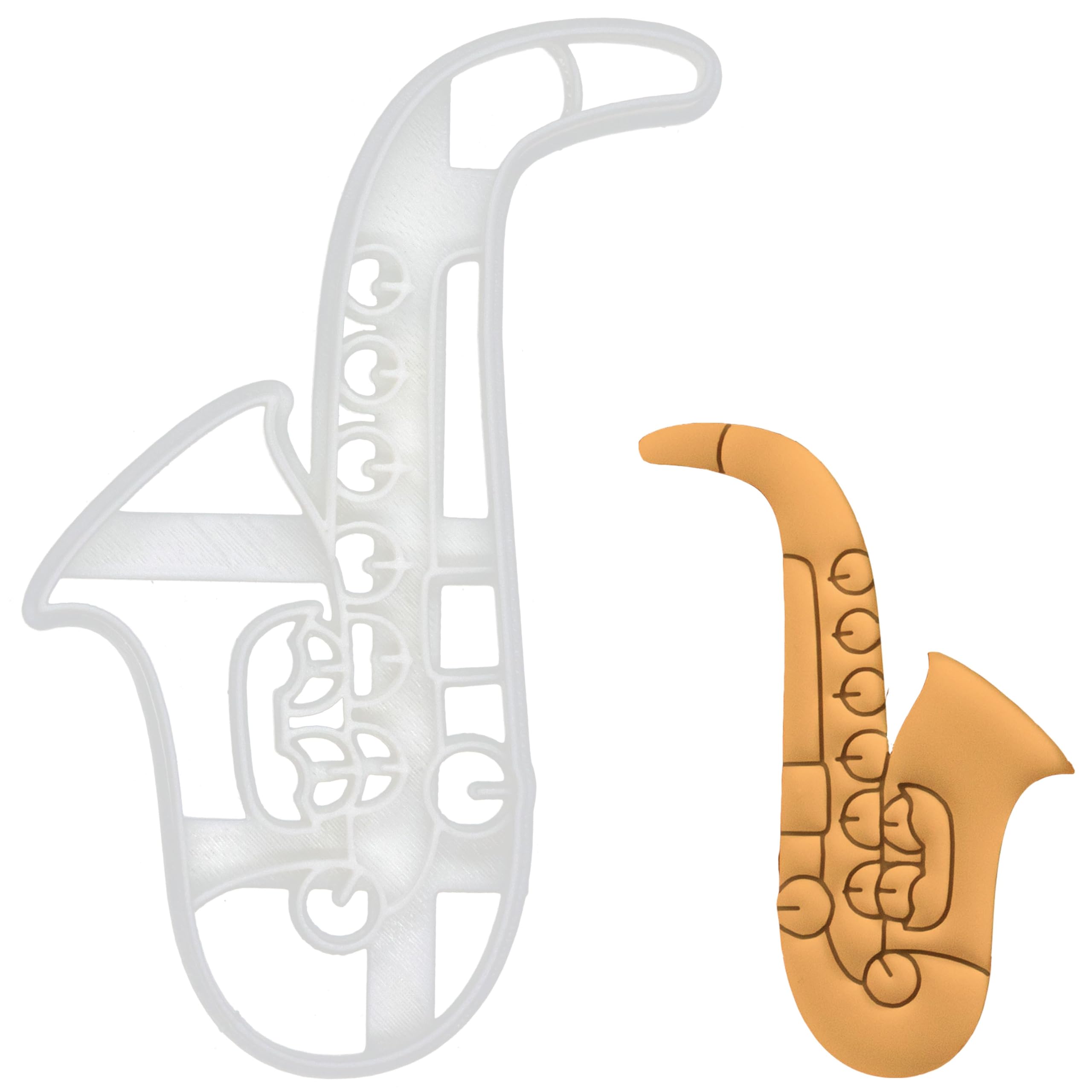 BAKERLOGY Saxophone Cookie Cutter - Detailed Biscuit Cutter Design for Baking and Crafts, Ideal on Fondant, Dough, Clay