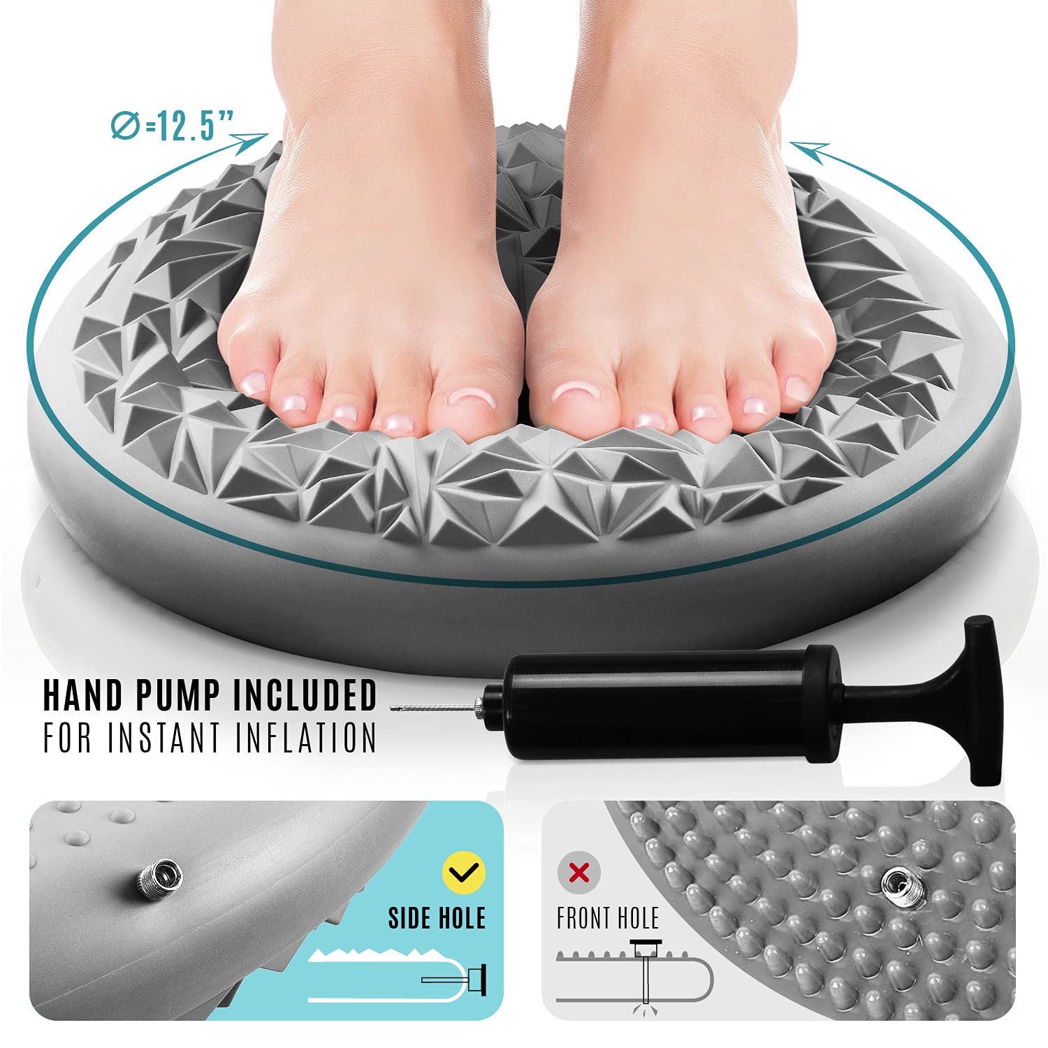 Yes4All Hedgehog Balance Pods for Exercise, Core Body Balancing, Balance Pods for Kids & Adults with Hand Pump - Set of 6