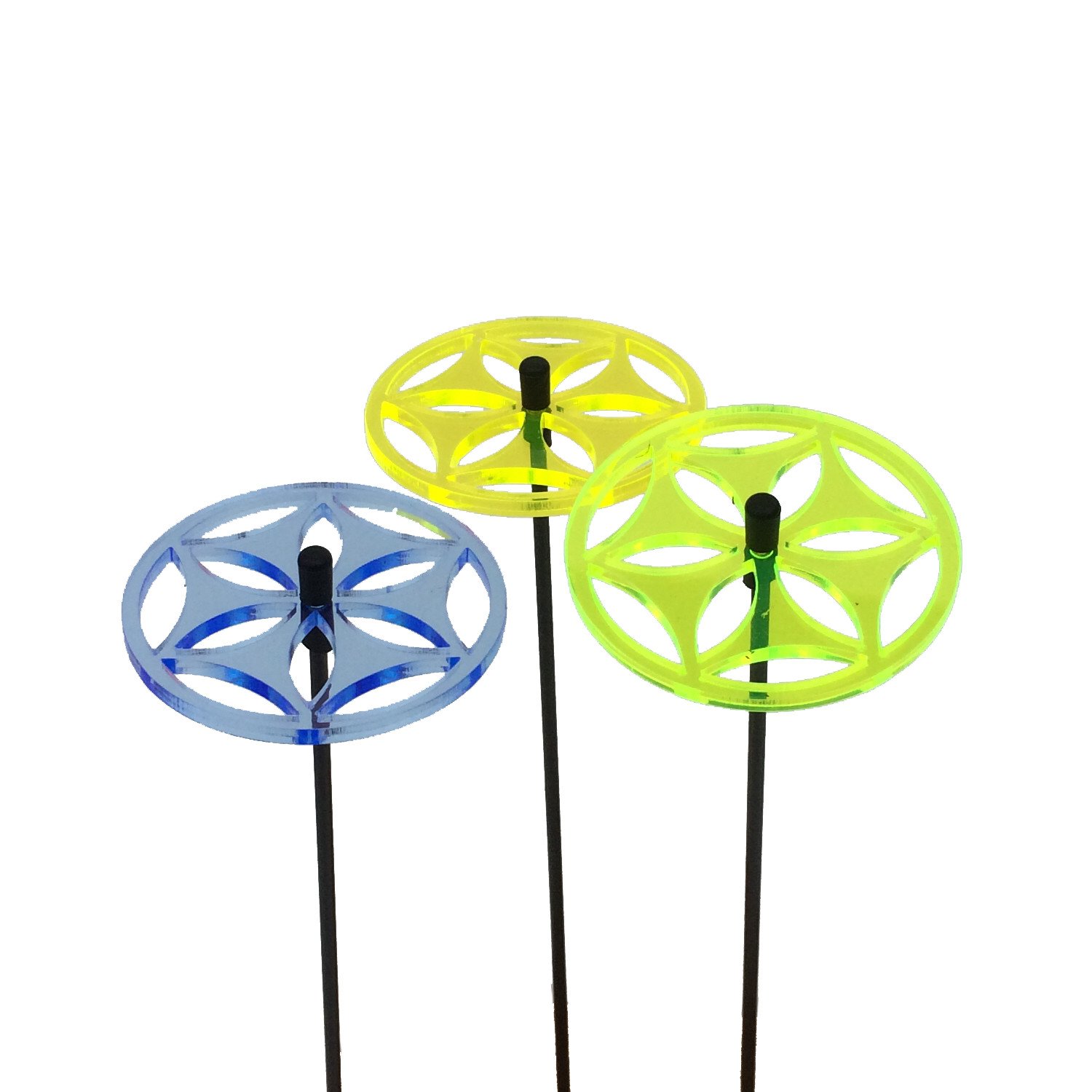 Sun Catcher Garden Decor Ornaments Sun Wheel Set of 3 Decorative Garden Stakes, 25cm/10'' high Outdoor Yard Accessory, Great Gardeners Gift, Colour:yellow/green/blue (3) YG