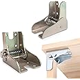 YIDELAI Locking Hinge 1 Pair Multifunctional 90 Degree Automatic Locking Folding Bracket Suitable for Folding Furniture Table and Chair Leg Connection (Silver)