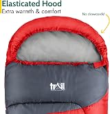 Trail Outdoor Sleeping Bag Kids Mummy 3 Season with Rucksack Red view 4