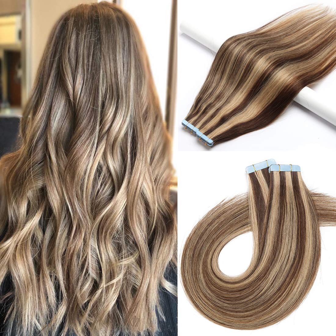 Snoilite Rooted Tape in Human Hair Extension Glue in Remy